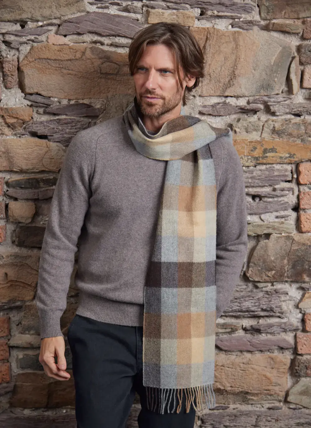 Long Lambswool Fringed Scarf